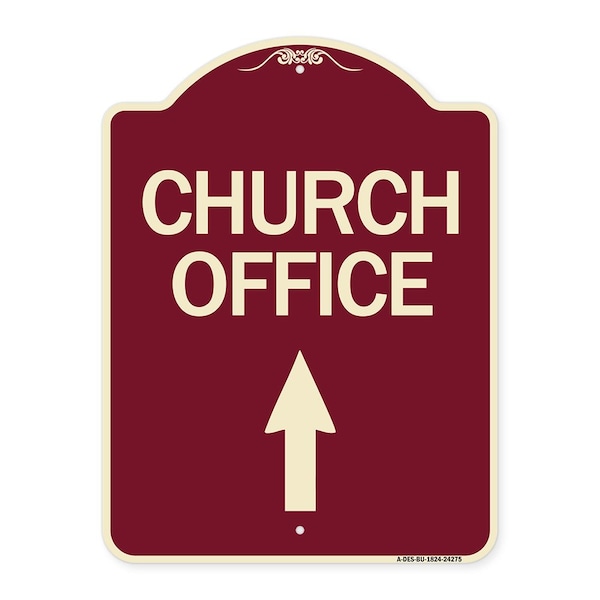 Signmission Church Office With Up Arrow Heavy-Gauge Aluminum Architectural Sign, 24" x 18", BU-1824-24275 A-DES-BU-1824-24275 - main